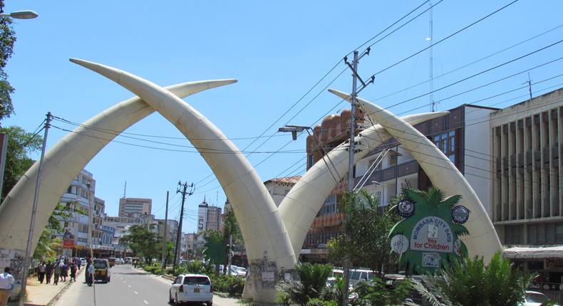 A photo of the iconic Mombasa tusks 