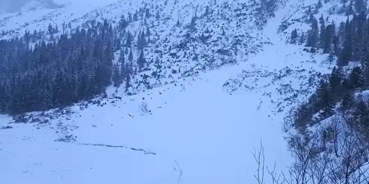 Tatry. Lawina zeszła na Morskie Oko. 