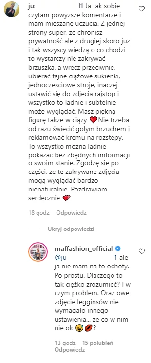 Maffashion odpowiada fance na Instagramie