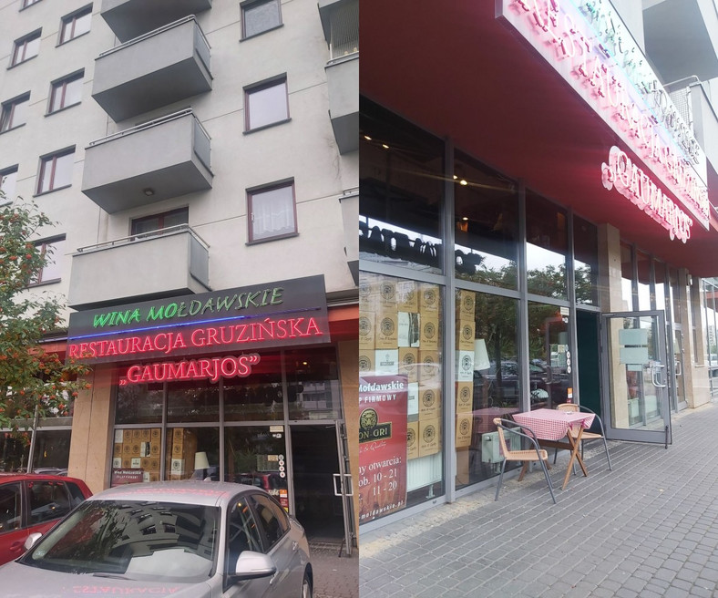 Restauracja Gaumarjos z zewnątrz