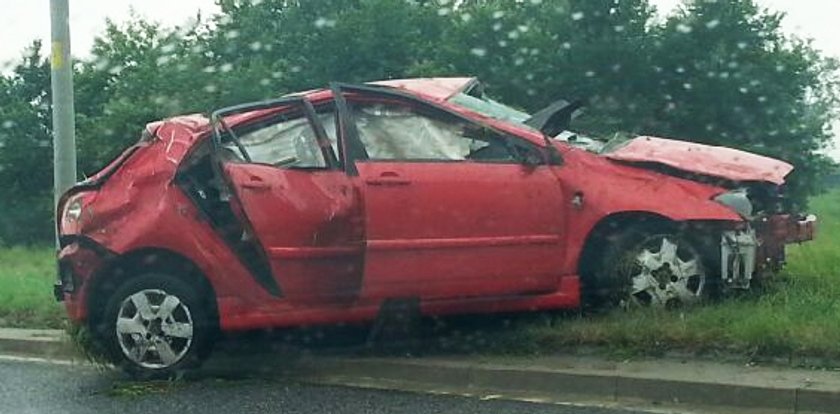 Tak wyglądało auto po wypadku Błęckiej-Kolskiej