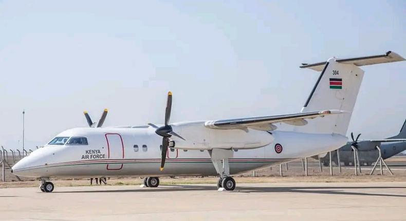The Kenya Airforce plane used to ferry Deputy President Rigathi Gachagua