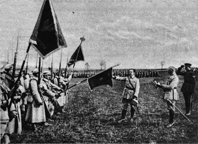 Józef Haller składa przysięgę na sztandar Armii Polskiej we Francji (domena publiczna)