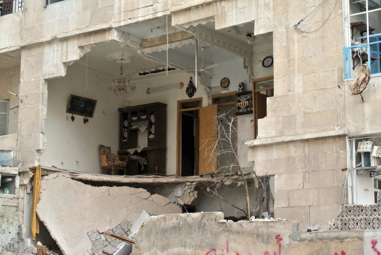 Fragment zniszczonego domu w Damaszku