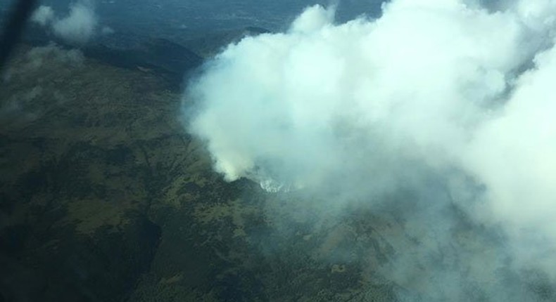 Smoke spotted as fire rages in the Aberdare Forest