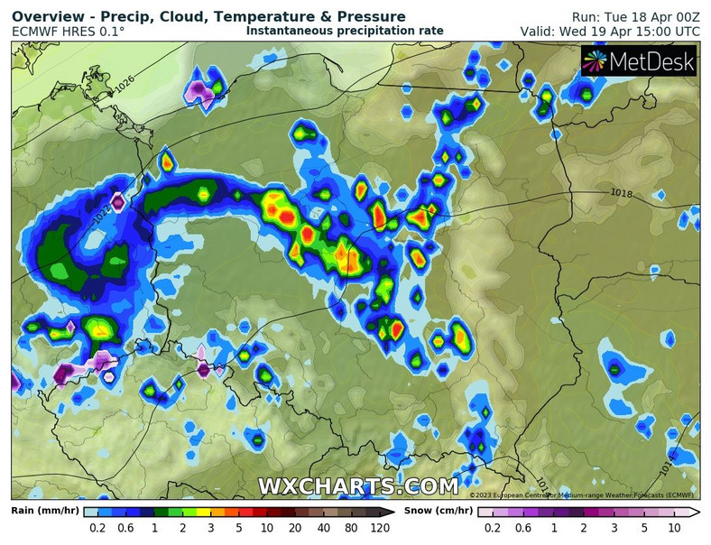 Do jutra nad Polską będą jeszcze obecne fronty atmosferyczne z opadami deszczu