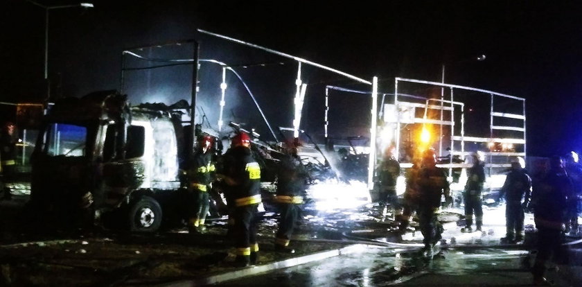 Pożar w Gorzowie. Tir spłonął na stacji benzynowej