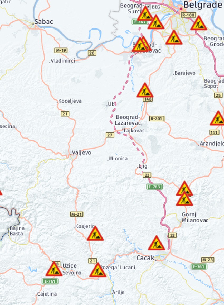Radovi na putnom pravcu ka Crnoj Gori