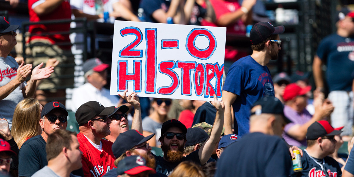 A $100 bet on the Cleveland Indians' historic win streak would be worth over $1 million