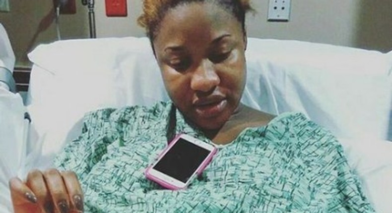 Tonto Dikeh at the labour ward