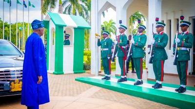 President Bola Tinubu on his first day at his Aso Villa office [Presidency]