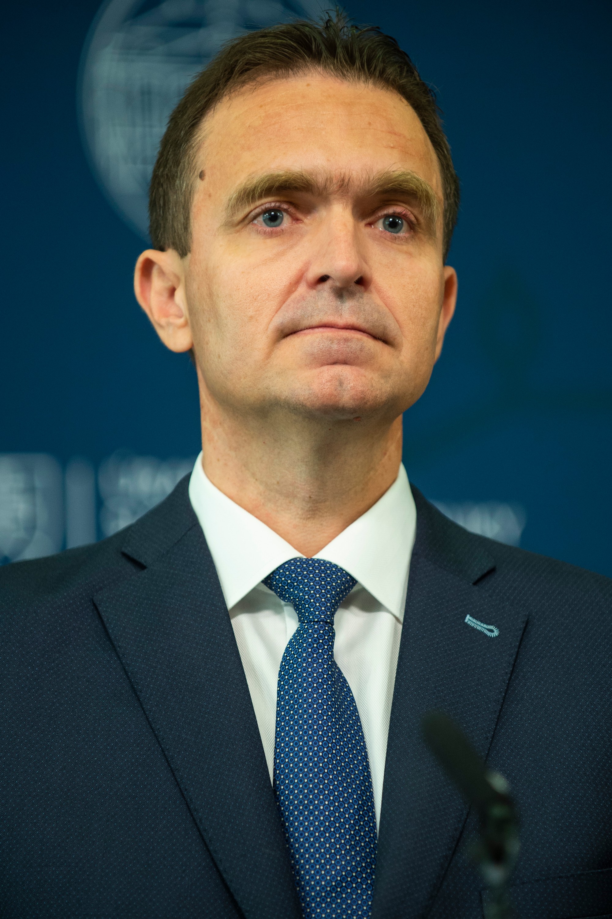 Predseda vlády odborníkov SR Ľudovít Ódor počas prvej tlačovej konferencie na Úrade vlády SR v Bratislave v pondelok 15. mája 2023.