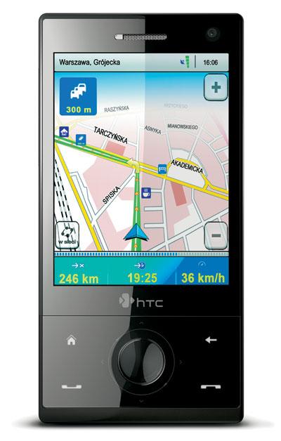 Wyświetlacz telefonu komórkowego czy smartfonu (na zdjęciu HTC Touch Diamond) jest na ogół znacznie mniejszy niż wyświetlacz nawigacji. W praktyce oznacza to, że wyświetlana mapa jest mniej szczegółowa i niezbyt czytelna