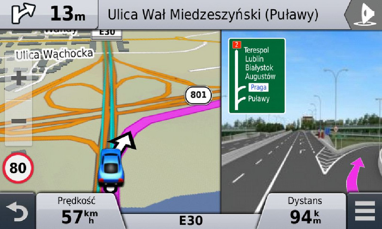 Piękny widok. Garmin nuvi 3597LMT ma świetną grafikę i wizualizacje zjazdów w węzłach drogowych.