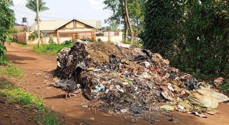 A truckload of garbage dumped in the middle of the road in Kisaasi (courtesy)