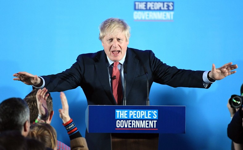 Boris Johnson po wygranych wyborach