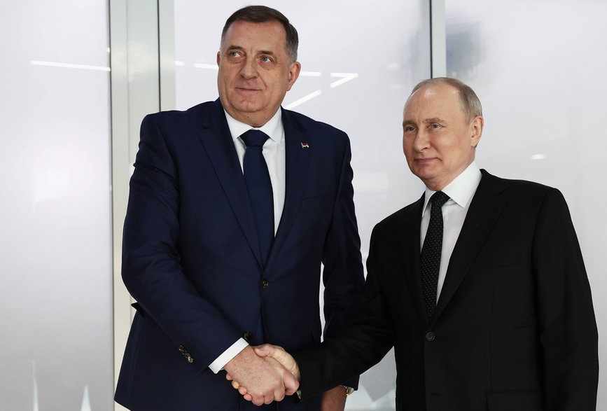 Milorad Dodik i Władimir Putin na ceremonii otwarcia "Igrzysk Przyszłości" w Kazaniu, 21 lutego br.
