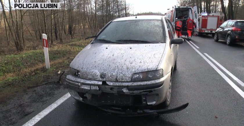 Wypadek na drodze krajowej nr 36 między Lubinem a Osiekiem na Dolnym Śląsku