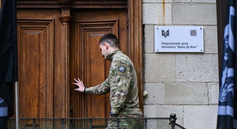 A conscript enters a recruiting center in Lviv, Ukraine.Anastasiia Smolienko/Future Publishing via Getty Images