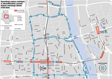 warszawa marszałkowska mapa Zamknięta ul. Marszałkowska w Warszawie: od 2 maja utrudnienia w 