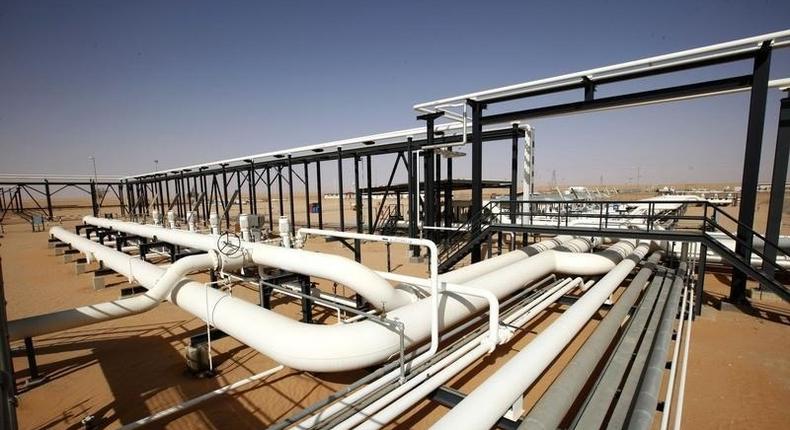 Pipes are pictured at Libya's El Sharara oilfield December 3, 2014. 