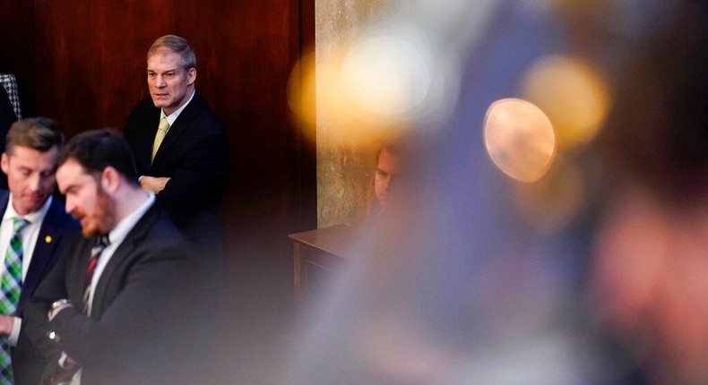 Rep. Jim Jordan of Ohio watches the fourth round of voting for speaker in the House chamber in Washington, DC, on January 4, 2023.AP Photo/Andrew Harnik