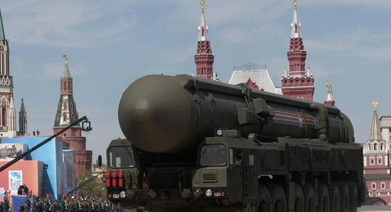 A Russian intercontinental-ballistic missile Yars is driven during the Victory Parade marking the 70th anniversary of the defeat of the Nazis in World War II, in Red Square, Moscow, May 9, 2015.