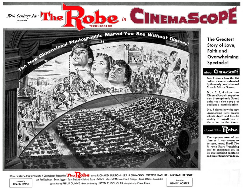 "The Robe" w CinemaScope - anamorfotyczny obraz panoramiczny zyskał na popularności w latach 50