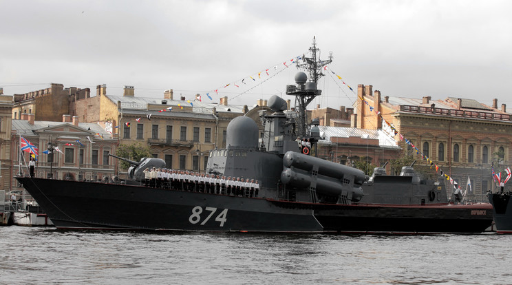 Az egyik orosz hadihajó, a Morshansk, ami megközelítette Lettországot / Fotó: AFP