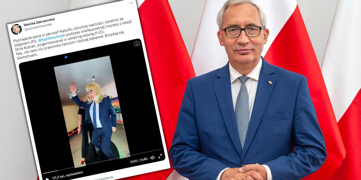 Poseł PiS zatańczył w blond peruce.