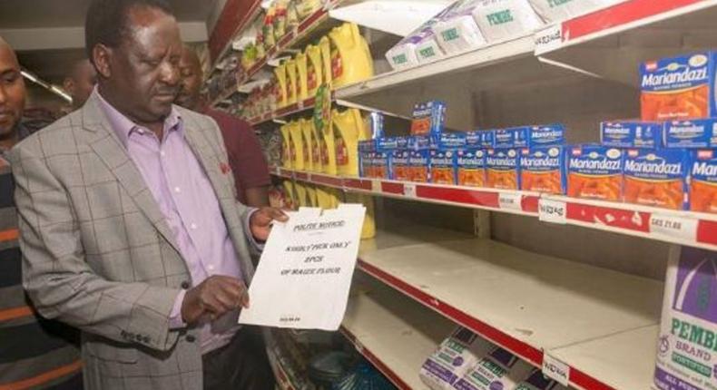 NASA presidential candidate Raila Odinga during an impromptu visit to Uchumi supermarket on Sunday, June 18, 2017.