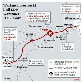 Wariant inwestorski linii KDP Warszawa-CPK-Łódź