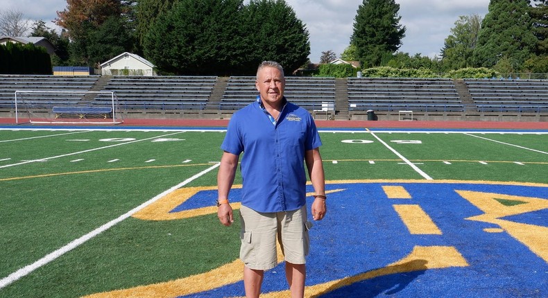 Joe Kennedy, assistant coach for the Bremerton High School Knights football team.Ed Komenda/AP