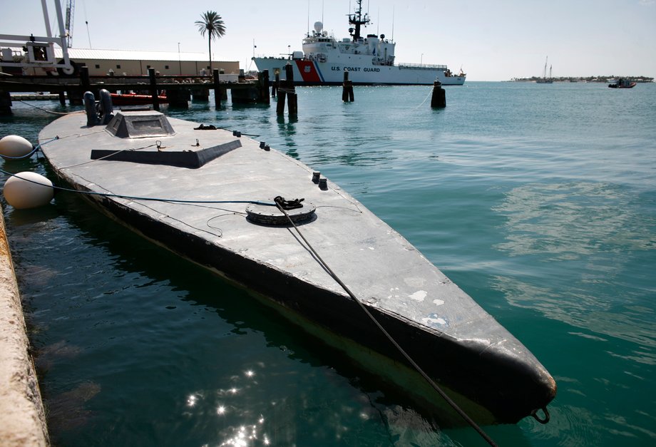 A semi-submersible vessel that was caught in the Pacific Ocean with about seven tons of cocaine last September, is docked at the US Coast Guard base in Key West, Florida February 17, 2009. Known as "coffins," the sleek jungle-built submarines are steaming their way north from Colombia through Pacific waters to deliver tonnes of illegal drugs headed for the U.S. Market. Picture taken February 17, 2009.