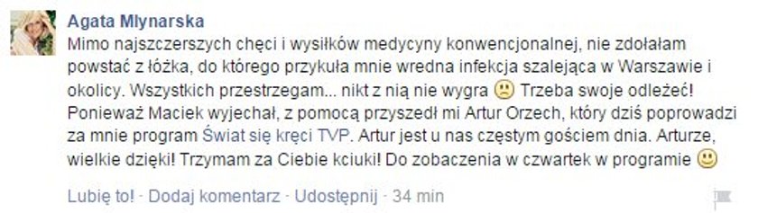 Agata Młynarska jest chora