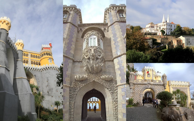 Okolice Lizbony - Sintra -bajkowy Pałac Pena (Palácio da Pena) i Palácio Nacional de Sintra, z dziwnymi stożkowymi kominami, fot. Robert Pawełek, TravelCompass