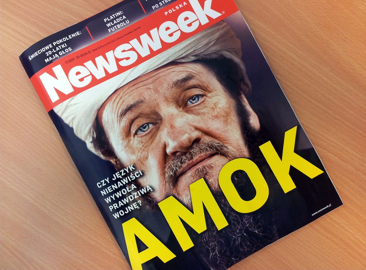 Antoni Macierewicz jako talib na okładce "Newsweeka"