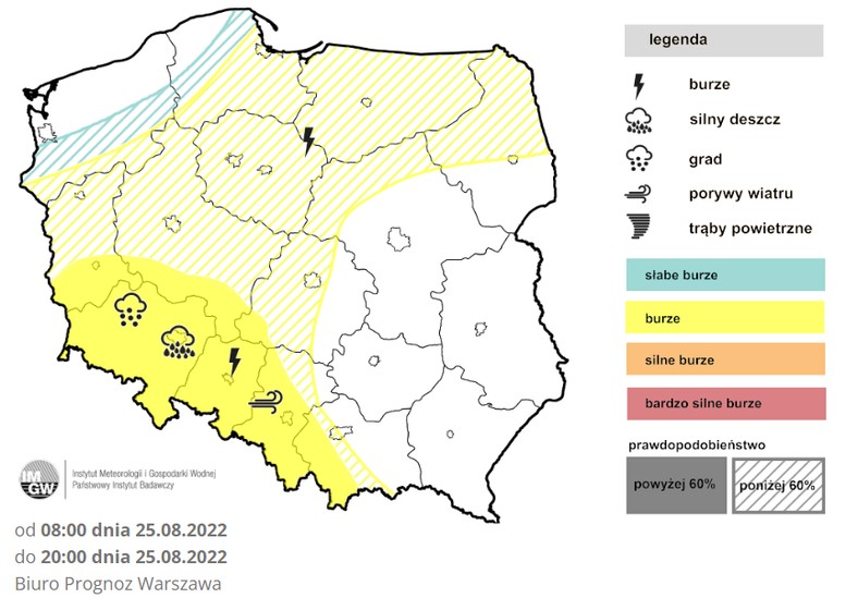 Największe ryzyko burz mamy na południowym zachodzie kraju