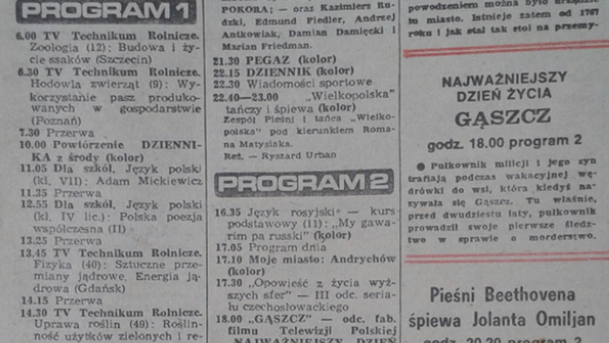 Co nadawała telewizja 46 lat temu?