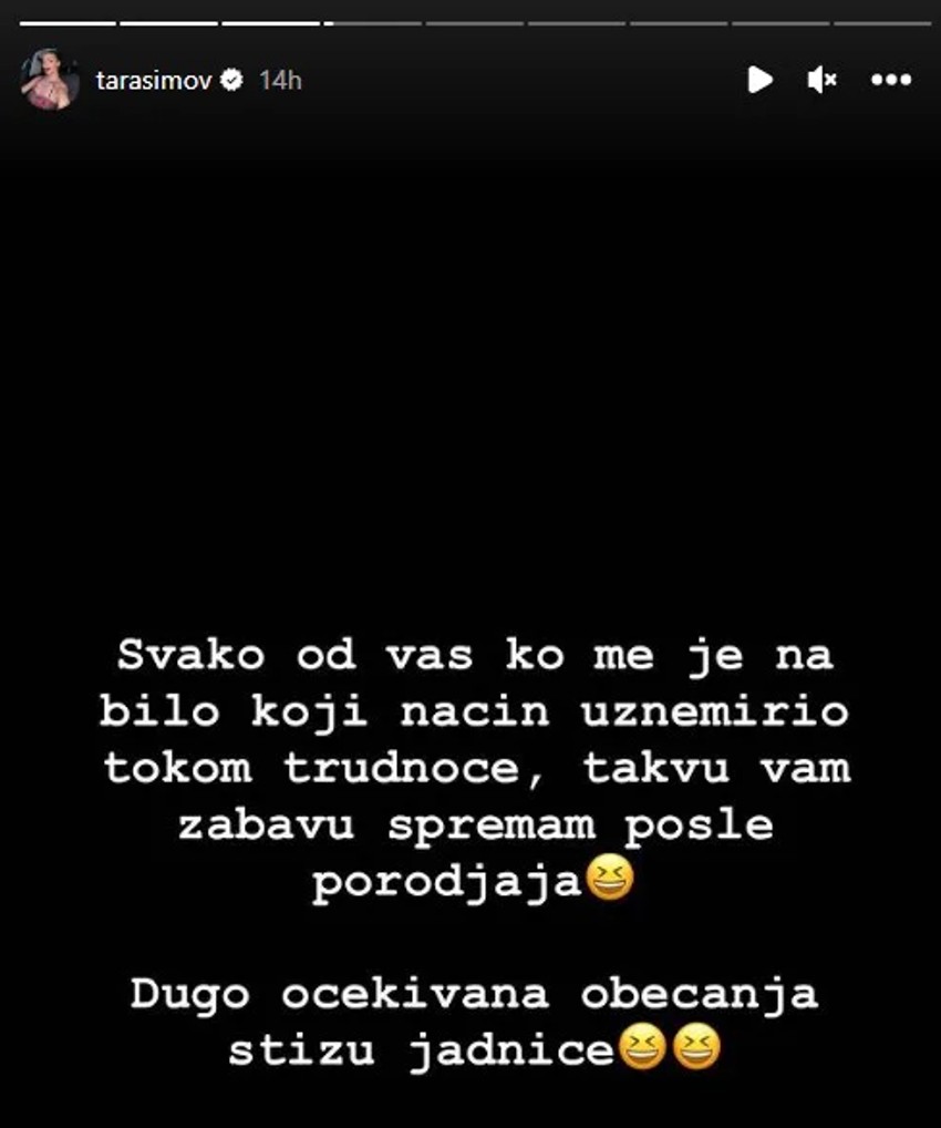 Tara Simov pred porođaj