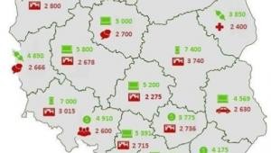 Najwyżej i najniżej opłacane branże w poszczególnych województwach w 2014 roku (brutto w PLN)