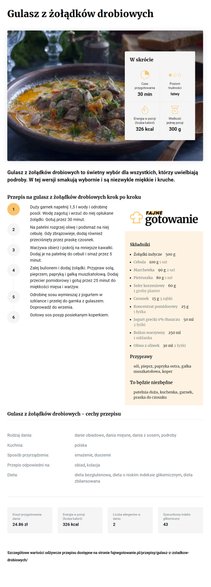 Gulasz z żołądków drobiowych