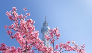 Tokyo Sky Tree Tower is surrounded by blooming cherry blossoms.SOPA Images/Getty Images