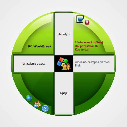 Główne okno programu do ochrony zdrowia - PC WorkBreak