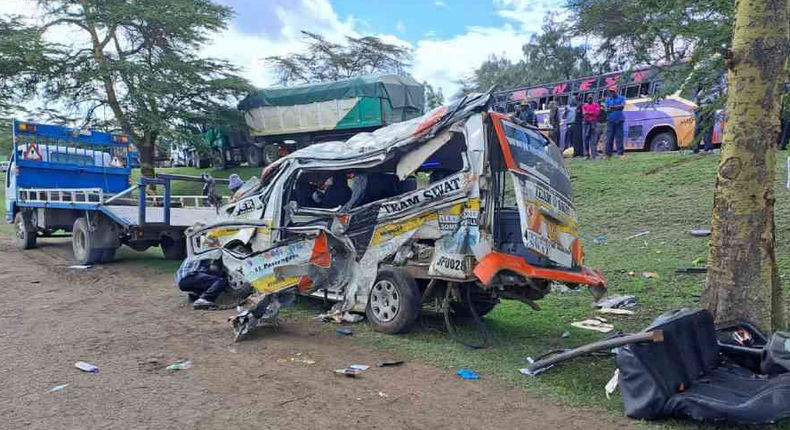 Matatu involved in an accident along the Nairobi - Nakuru highway