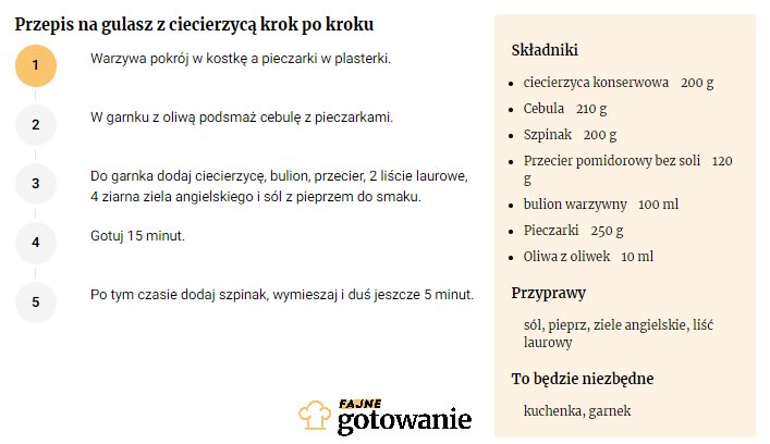 Przepis na gulasz z ciecierzycą