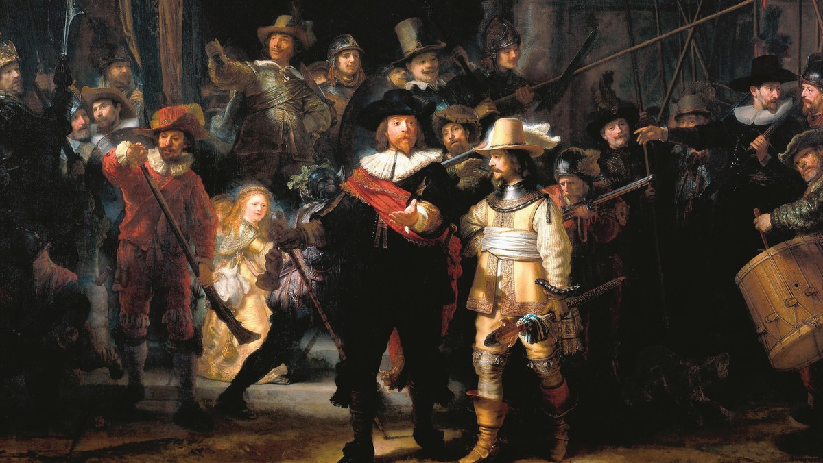 Rembrandt Harmenszoon van Rijn's painting titled 'The Night Watch'. Rembrandt (1606-1669) Dutch pain