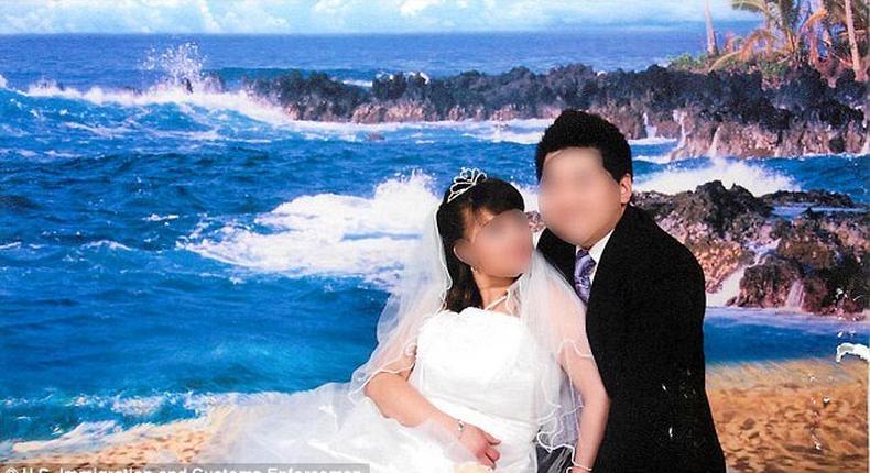 This 'sham' wedding photo was one of pictures investigated by the U.S. Immigration and Customs Enforcement