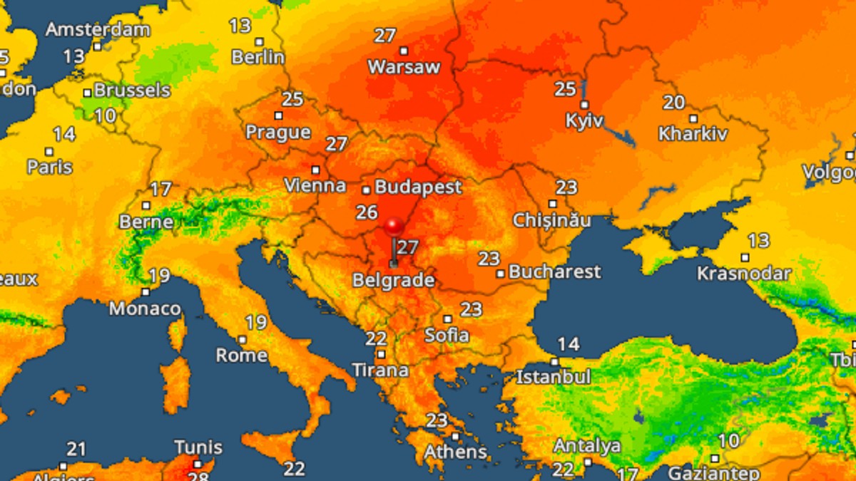 Porast temperatura, mapa 