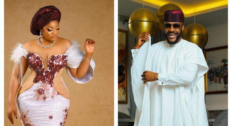 Ebuka and Omotola looking exquisite in aso-ebi {instagram}